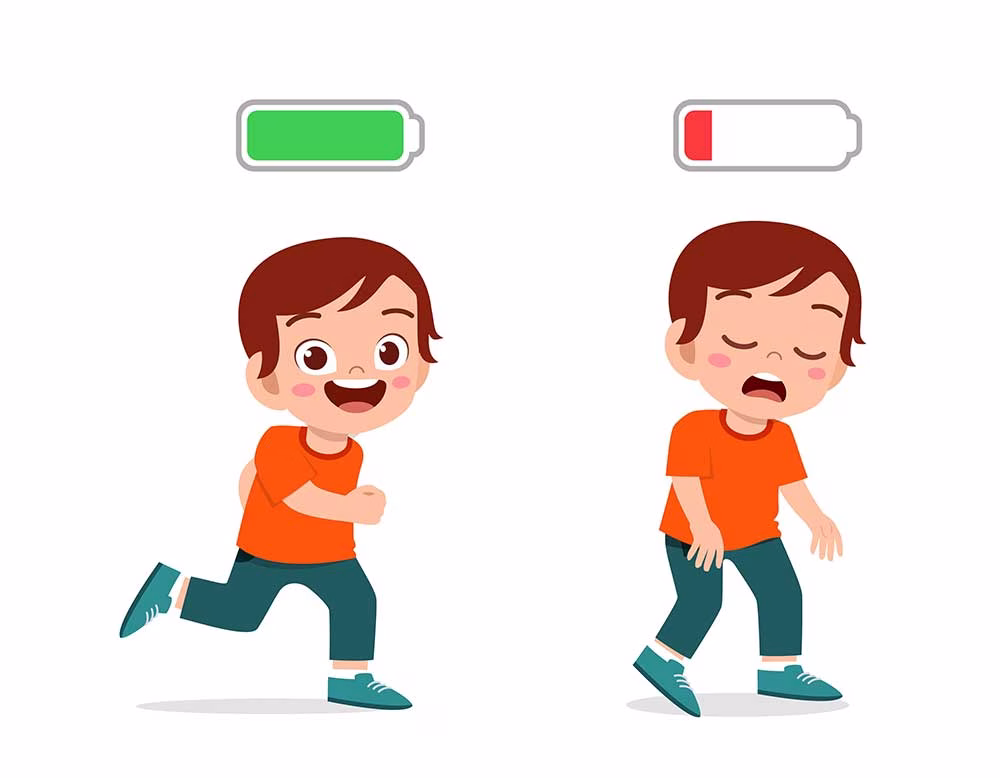 graphic of child with high energy and child with low energy